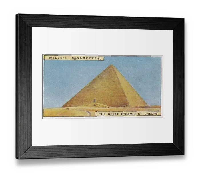 Framed Print : Vintage tobacco card, Great Pyramid of Giza, Egypt, Wonders of the Past series, H O Wills Cigarettes, 1926 Framed Print : Vintage tobacco card, Great Pyramid of Giza, Egypt, Wonders of the Past series, H O Wills Cigarettes, 1926