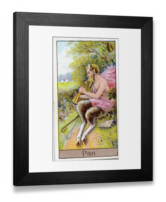 Framed Print : Pan, Vintage Cigarette Card, Mythological Gods and Goddesses series, 1924