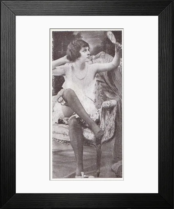 Framed Print : 1920s Flapper Beauty, Careless Moments series, collectible tobacco card, circa 1922