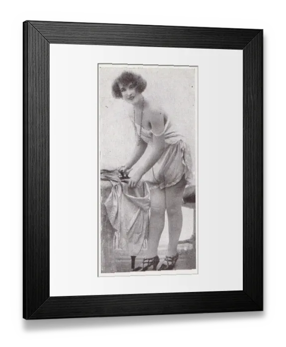 Framed Print : 1920s Flapper Beauty, Careless Moments series, collectible tobacco card, circa 1922