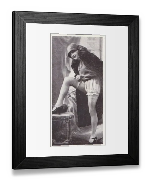 Framed Print : 1920s Flapper Beauty, Careless Moments series, collectible tobacco card, circa 1922 Framed Print : 1920s Flapper Beauty, Careless Moments series, collectible tobacco card, circa 1922