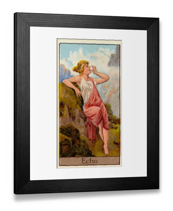Framed Print : Echo, Vintage Cigarette Card, Mythological Gods and Goddesses series, 1924