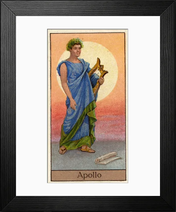 Framed Print : Apollo, Vintage Cigarette Card, Mythological Gods and Goddesses series, 1924 Framed Print : Apollo, Vintage Cigarette Card, Mythological Gods and Goddesses series, 1924