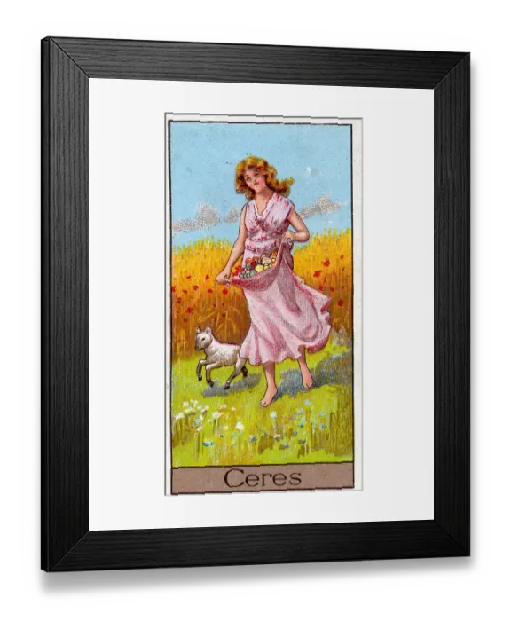 Framed Print : Ceres, Vintage Cigarette Card, Mythological Gods and Goddesses series, 1924 Framed Print : Ceres, Vintage Cigarette Card, Mythological Gods and Goddesses series, 1924