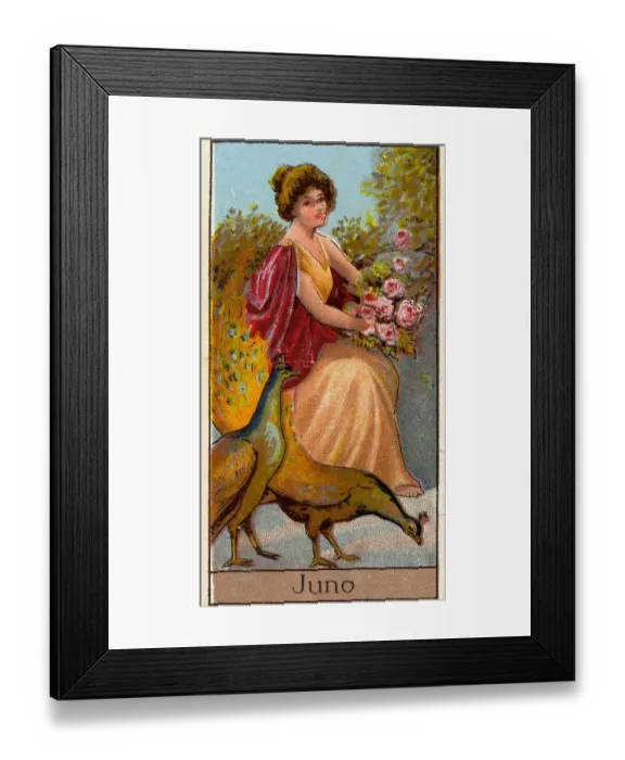 Framed Print : Juno, Vintage Cigarette Card, Mythological Gods and Goddesses series, 1924 Framed Print : Juno, Vintage Cigarette Card, Mythological Gods and Goddesses series, 1924