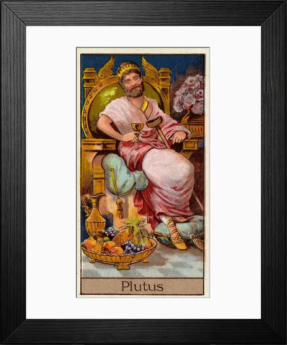 Framed Print : Plutus, Vintage Cigarette Card, Mythological Gods and Goddesses series, 1924