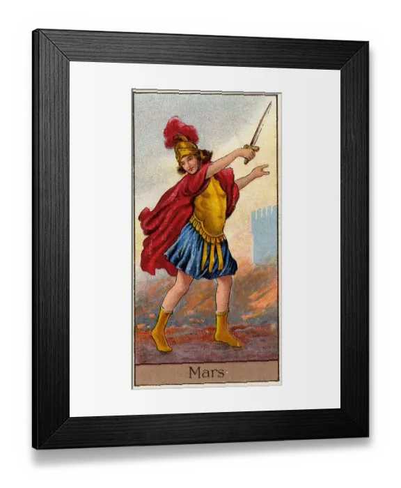 Framed Print : Mars, Vintage Cigarette Card, Mythological Gods and Goddesses series, 1924 Framed Print : Mars, Vintage Cigarette Card, Mythological Gods and Goddesses series, 1924