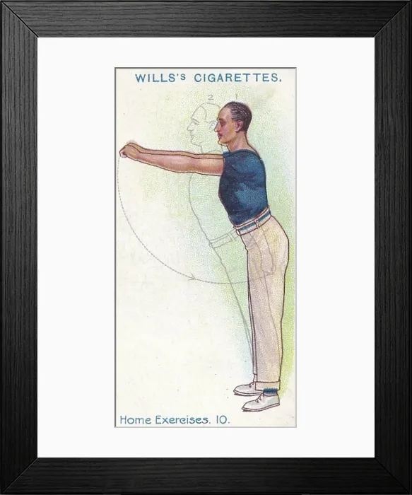 Framed Print : Collectible cigarette card, Exercises, Physical Culture series, 1914 Framed Print : Collectible cigarette card, Exercises, Physical Culture series, 1914