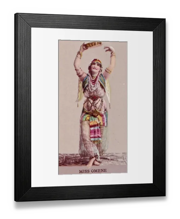 Framed Print : Dancer Miss Omene, Sweet Caporal Cigarettes tobacco card, 1887 Framed Print : Dancer Miss Omene, Sweet Caporal Cigarettes tobacco card, 1887