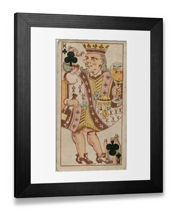 Framed Print : King of Clubs, Vintage Harlequin Playing Card and Collectible Tobacco Card, 1888 Framed Print : King of Clubs, Vintage Harlequin Playing Card and Collectible Tobacco Card, 1888