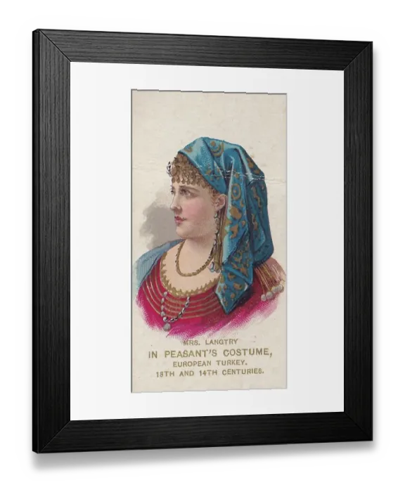Framed Print : Actress Lily Langtry in stage costume, on Duke's cigarette card, 1888 Framed Print : Actress Lily Langtry in stage costume, on Duke's cigarette card, 1888