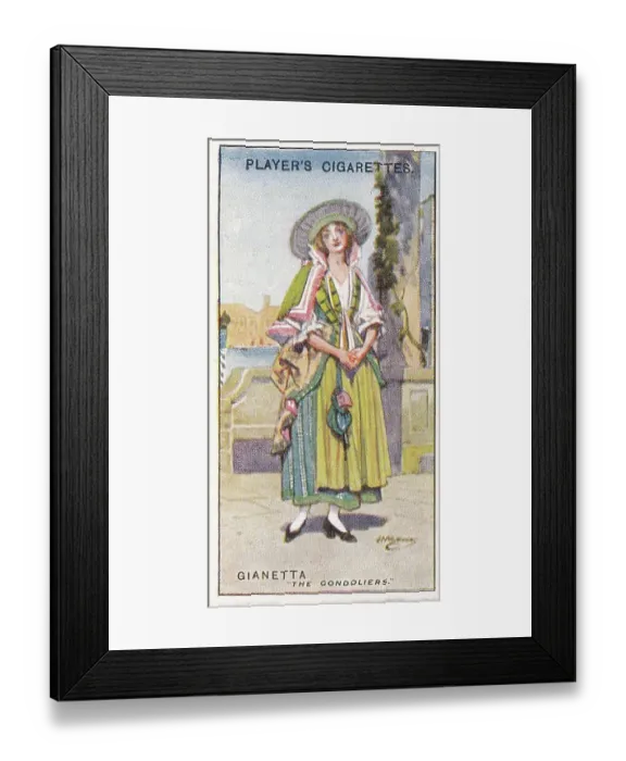 Framed Print : Gilbert and Sullivan production of The Gondoliers, on Player's Cigarettes tobacco card, 1925 Framed Print : Gilbert and Sullivan production of The Gondoliers, on Player's Cigarettes tobacco card, 1925