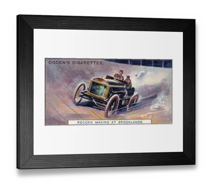 Framed Print : Vintage collectible tobacco card, Brooklands Racetrack, Ogden's Cigarettes, 1908 Framed Print : Vintage collectible tobacco card, Brooklands Racetrack, Ogden's Cigarettes, 1908
