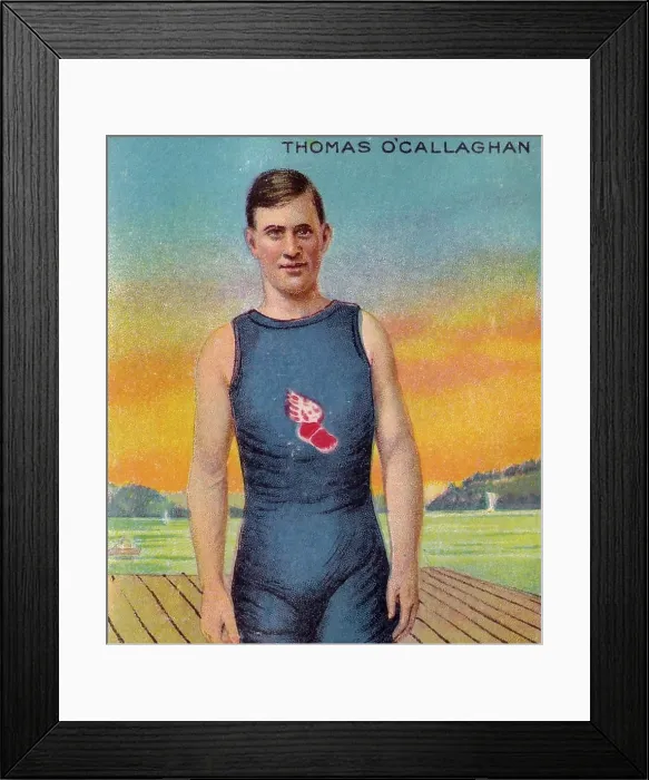 Framed Print : Champion diver Thomas O'Callaghan, Mecca Cigarettes, collectible tobacco card, 1910 Framed Print : Champion diver Thomas O'Callaghan, Mecca Cigarettes, collectible tobacco card, 1910
