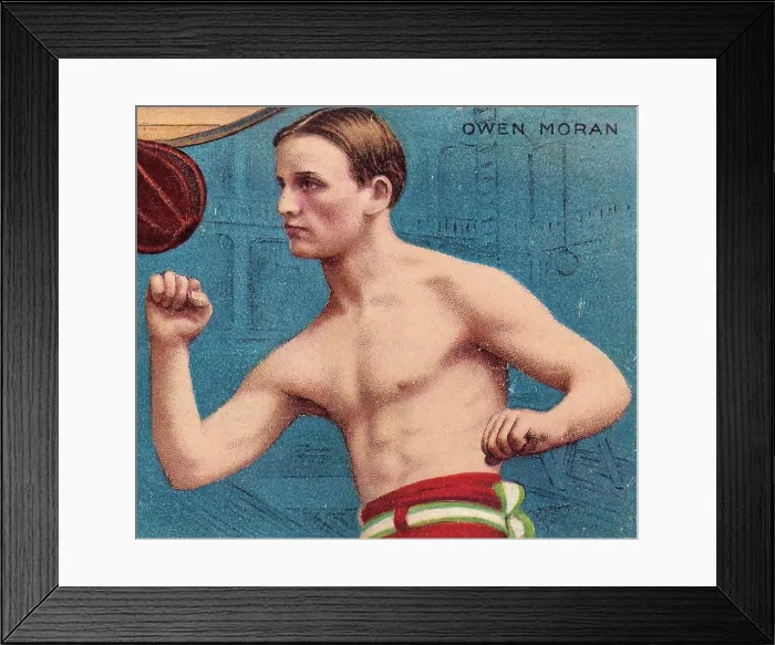 Framed Print : Champion boxer Owen Moran, Mecca Cigarettes, collectible tobacco card, 1910