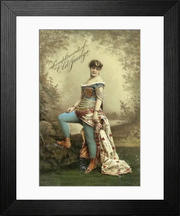 Framed Print : Souvenir Victoria Trade Card Advertising Old Judge Cigarettes, circa 1889 Framed Print : Souvenir Victoria Trade Card Advertising Old Judge Cigarettes, circa 1889