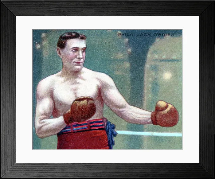 Framed Print : Boxer Philadelphia Jack O'Brien, Hassan Cigarettes, collectible tobacco card, 1910