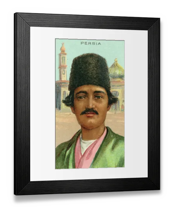 Framed Print : Cigarette Card, Man in Persian Traditional Costume, Recruit Little Cigars, 1910