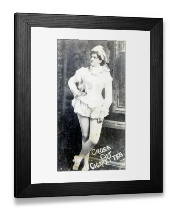 Framed Print : Actress in Elizabethan costume, collectible tobacco card for Cross Cut Cigarettes, 1890s Framed Print : Actress in Elizabethan costume, collectible tobacco card for Cross Cut Cigarettes, 1890s
