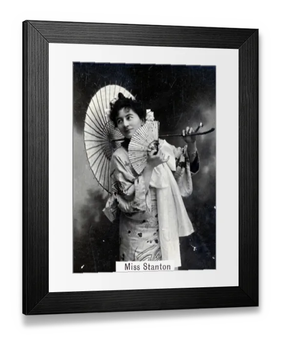 Framed Print : Vaudeville stage actress Miss Stanton, on Ogden's Cigarette Card, circa 1894-1907 Framed Print : Vaudeville stage actress Miss Stanton, on Ogden's Cigarette Card, circa 1894-1907