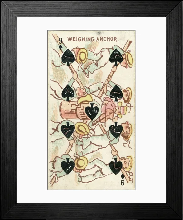 Framed Print : Weighing Anchor, Nine of Spades, Vintage Harlequin Playing Card Framed Print : Weighing Anchor, Nine of Spades, Vintage Harlequin Playing Card