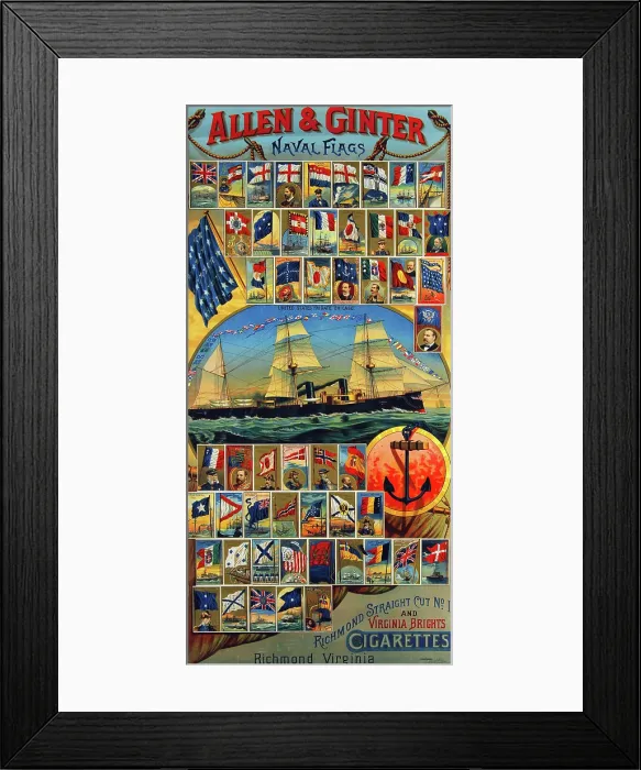Framed Print : Allen & Ginter Naval Flags Framed Print : Allen & Ginter Naval Flags