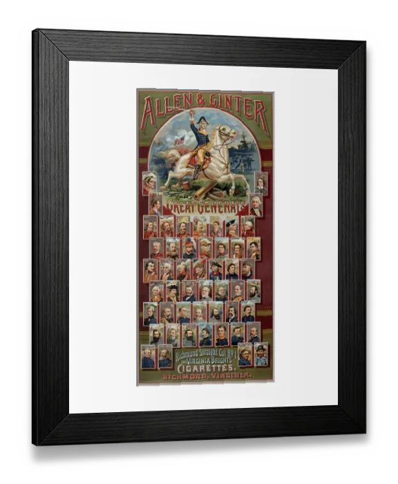 Framed Print : The Great Generals series for Allen & Ginter Cigarettes Brands, 1885. From a private collection Framed Print : The Great Generals series for Allen & Ginter Cigarettes Brands, 1885. From a private collection