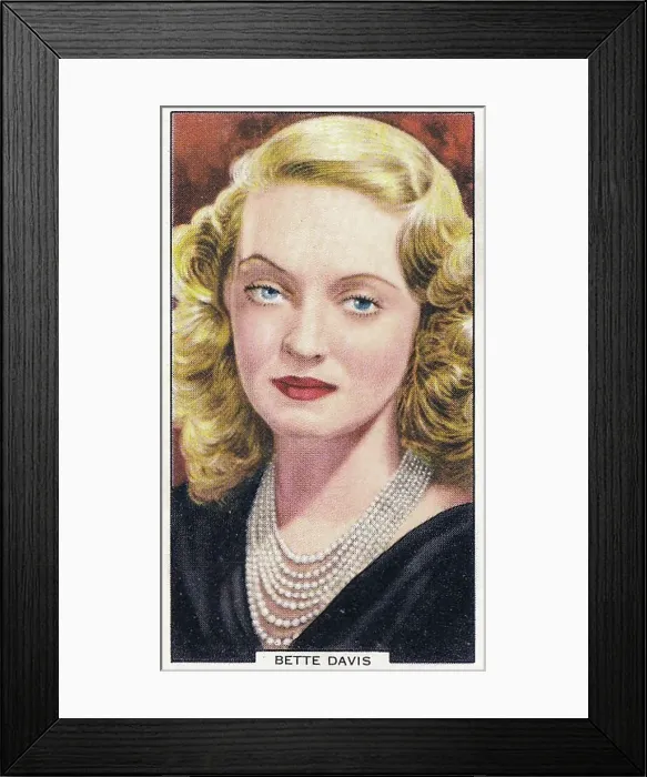 Framed Print : Bette Davis, My Favorite Part series, Collectible Tobacco Card, 1939 Framed Print : Bette Davis, My Favorite Part series, Collectible Tobacco Card, 1939