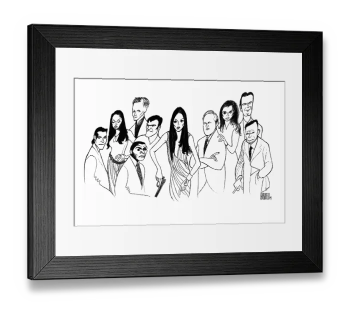 Framed Print : Caricature Of The Cast Of Alias Framed Print : Caricature Of The Cast Of Alias