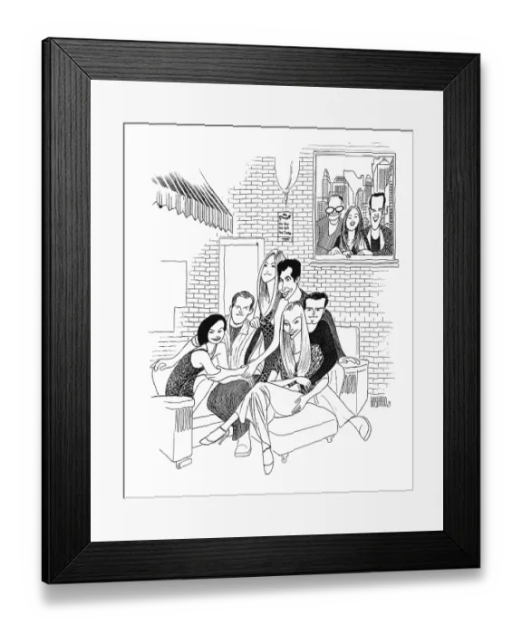 Framed Print : Caricature Of The Cast Of Friends