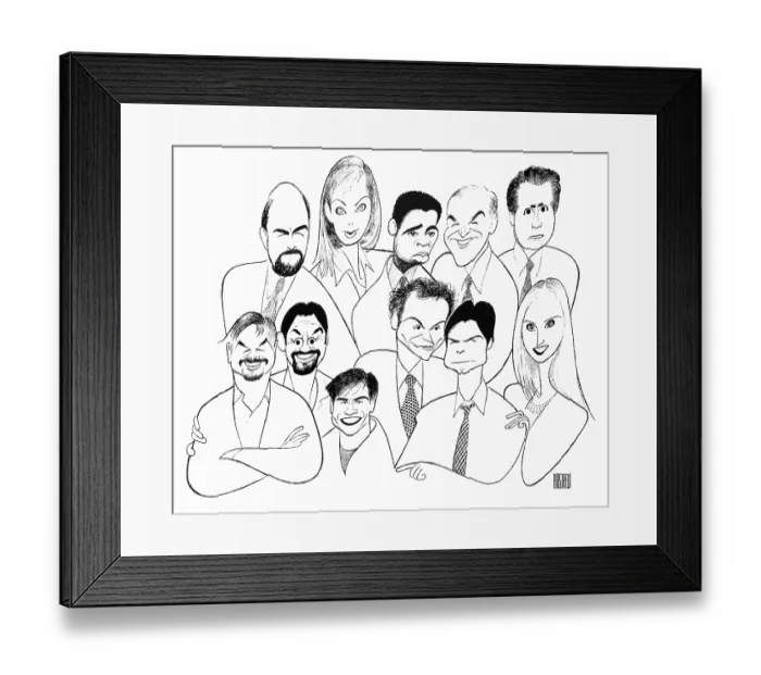 Framed Print : Caricature Of The Cast Of The West Wing Framed Print : Caricature Of The Cast Of The West Wing