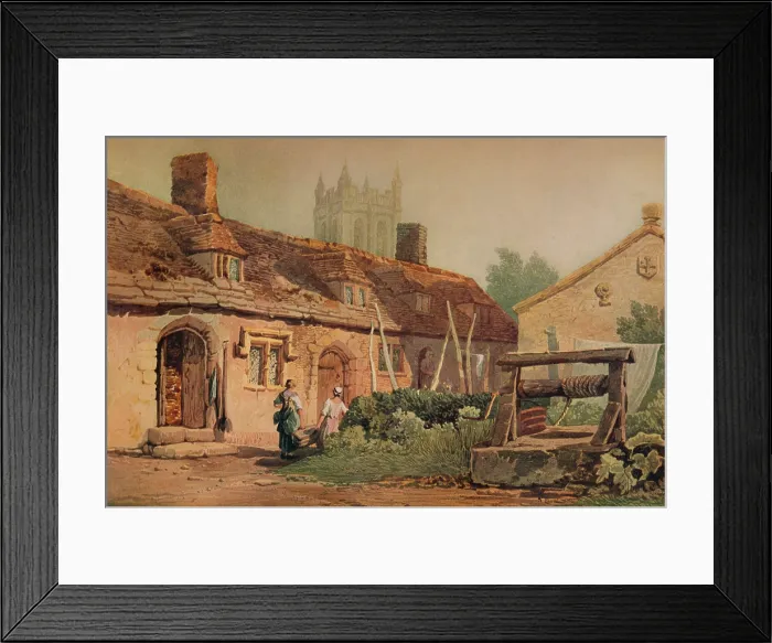 Framed Print : Cottages at Glastonbury, c1819 Framed Print : Cottages at Glastonbury, c1819