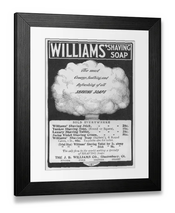Framed Print : Williams Shaving Soap