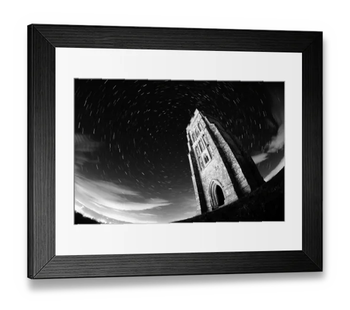 Framed Print : Star Trails around St Michael's Tower, Glastonbury Framed Print : Star Trails around St Michael's Tower, Glastonbury
