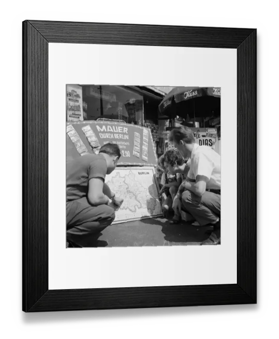 Framed Print : Tourists Study Map of Walled Berlin Framed Print : Tourists Study Map of Walled Berlin