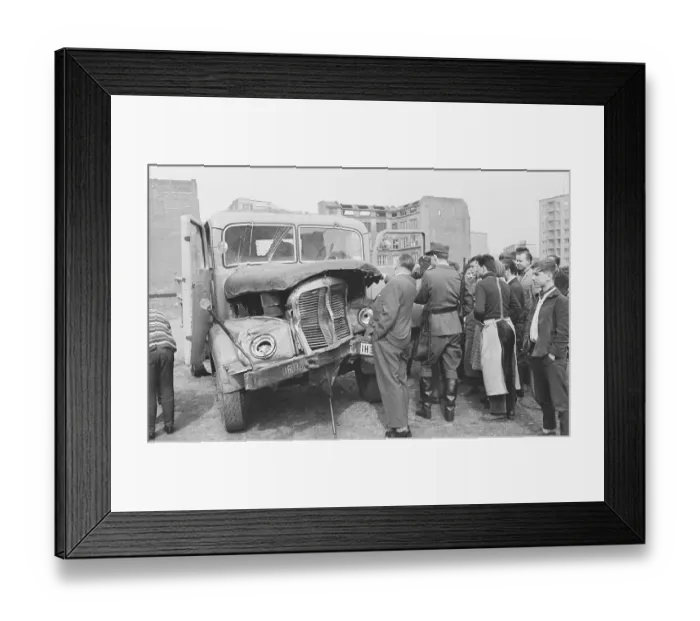 Framed Print : Truck Damage After Driving Into Berlin Wall Framed Print : Truck Damage After Driving Into Berlin Wall