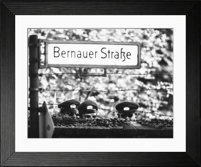 Framed Print : East German Police At Wall Framed Print : East German Police At Wall