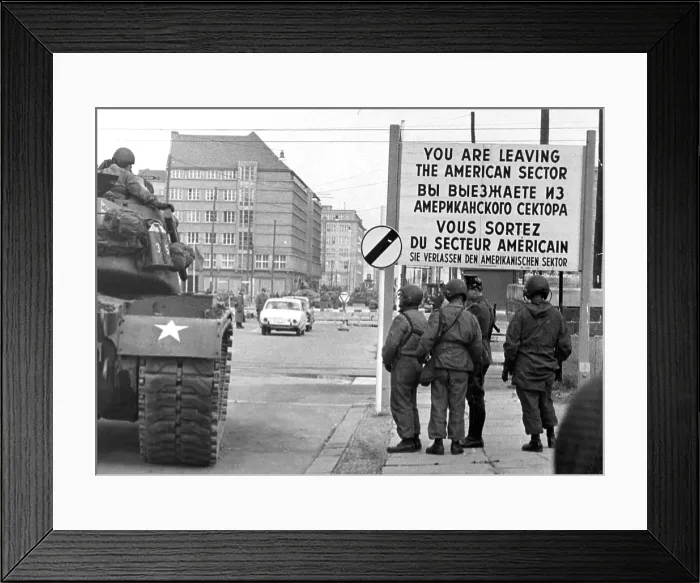 Framed Print : American soldiers At checkpoint In West Berlin, Germany Framed Print : American soldiers At checkpoint In West Berlin, Germany