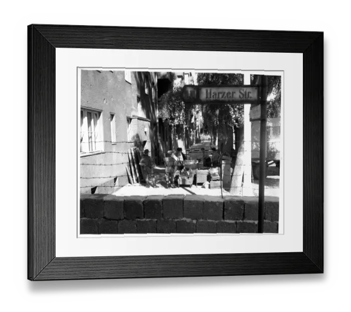 Framed Print : Guards Standing Near Berlin Wall At Harzer Street Framed Print : Guards Standing Near Berlin Wall At Harzer Street