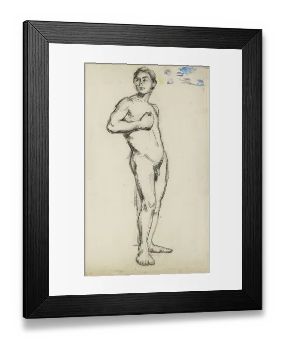 Framed Print : Academic Study Of A Male Nude With His Right Hand Clenched Across His Chest Framed Print : Academic Study Of A Male Nude With His Right Hand Clenched Across His Chest