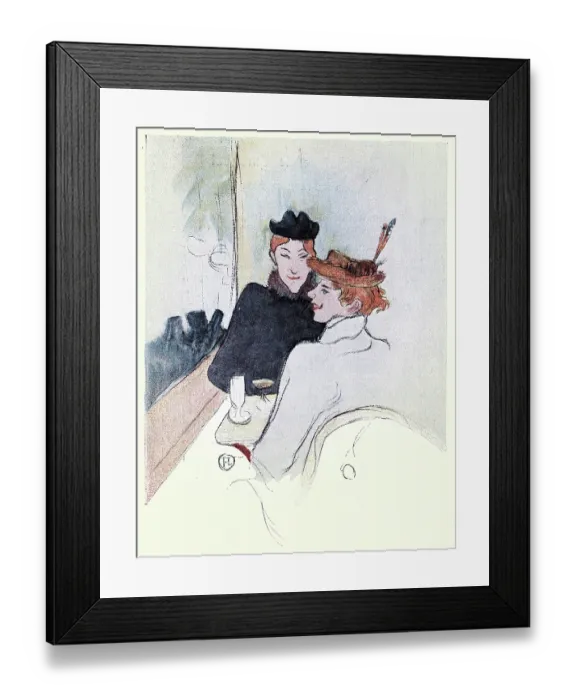 Framed Print : Art nouveau sketch of two French woman in cafe drinking, Victorian, Vintage illustration 19th Century Framed Print : Art nouveau sketch of two French woman in cafe drinking, Victorian, Vintage illustration 19th Century