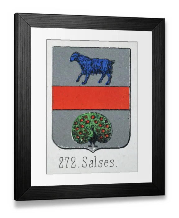 Framed Print : Medieval heraldry, Coat of arms, Shield with, blue, lamb, Peacock, Silver, red, Spanish, Vintage illustration Framed Print : Medieval heraldry, Coat of arms, Shield with, blue, lamb, Peacock, Silver, red, Spanish, Vintage illustration