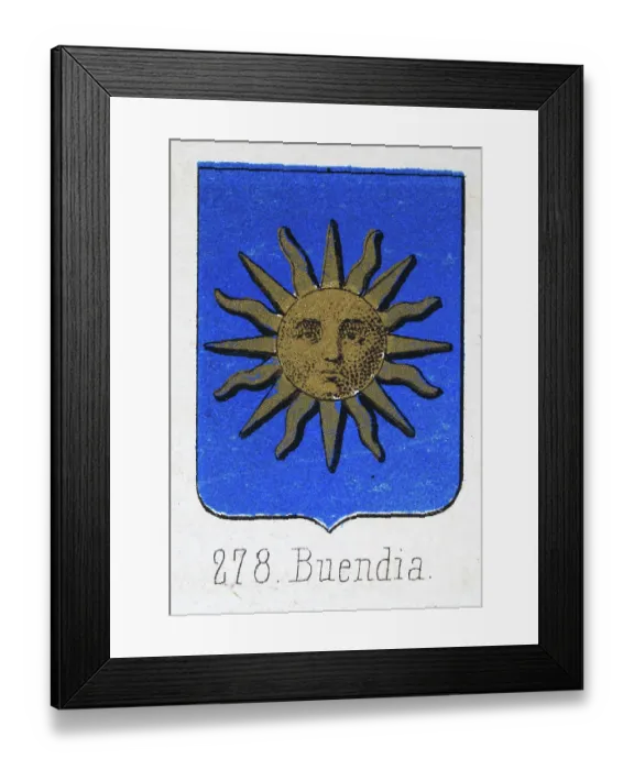 Framed Print : Medieval heraldry, Coat of arms, Shield with, Gold, Sun, Face, Blue, Spanish, Vintage illustration Framed Print : Medieval heraldry, Coat of arms, Shield with, Gold, Sun, Face, Blue, Spanish, Vintage illustration