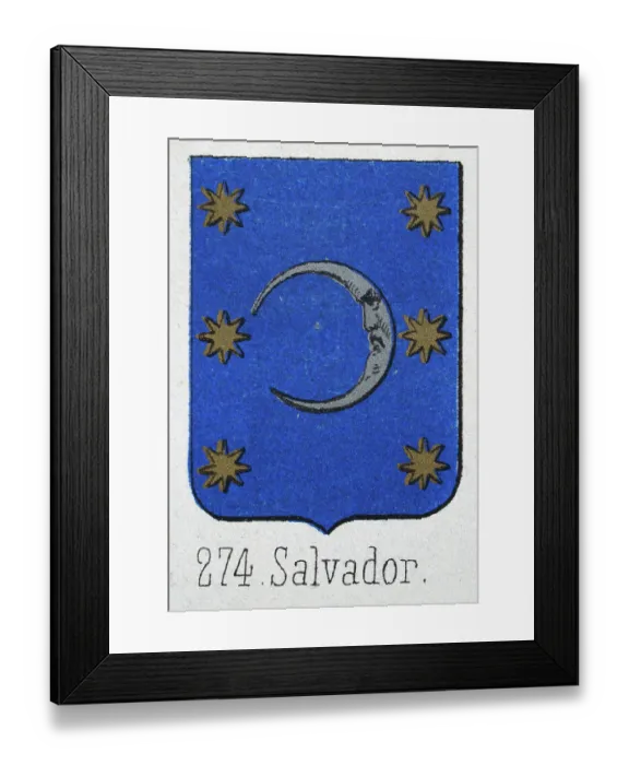 Framed Print : Medieval heraldry, Coat of arms, Shield with, Silver, moon, face, gold, star, blue, Spanish, Vintage illustration Framed Print : Medieval heraldry, Coat of arms, Shield with, Silver, moon, face, gold, star, blue, Spanish, Vintage illustration