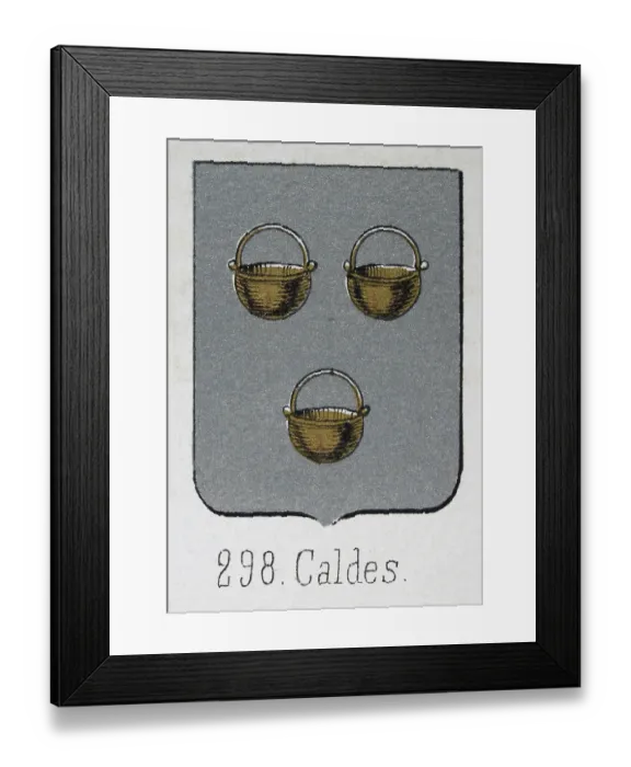 Framed Print : Medieval heraldry, Coat of arms, Shield with, Three, Gold, Cauldron, Silver, Spanish, Vintage illustration Framed Print : Medieval heraldry, Coat of arms, Shield with, Three, Gold, Cauldron, Silver, Spanish, Vintage illustration