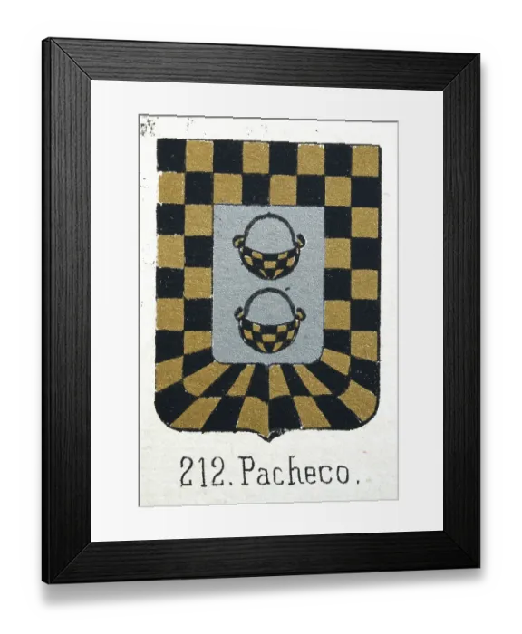 Framed Print : Medieval heraldry, Coat of arms, Shield with, Checked, black, gold, squares, cauldron, Silver, Spanish, Vintage illustration Framed Print : Medieval heraldry, Coat of arms, Shield with, Checked, black, gold, squares, cauldron, Silver, Spanish, Vintage illustration