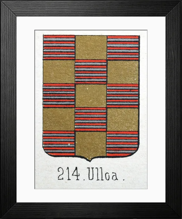 Framed Print : Medieval heraldry, Coat of arms, Shield with, Checked, stripes, gold, red, silver, Spanish, Vintage illustration