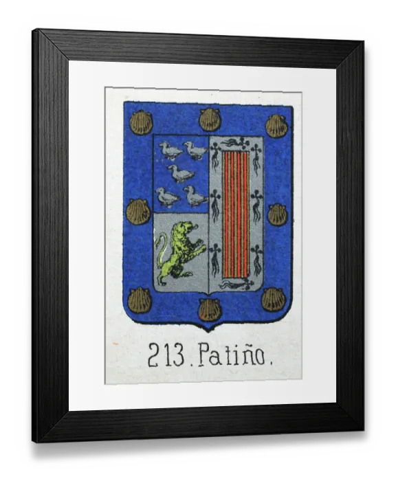 Framed Print : Medieval heraldry, Coat of arms, Shield with, gold, seashell, green, lion, blue, Spanish, Vintage illustration Framed Print : Medieval heraldry, Coat of arms, Shield with, gold, seashell, green, lion, blue, Spanish, Vintage illustration