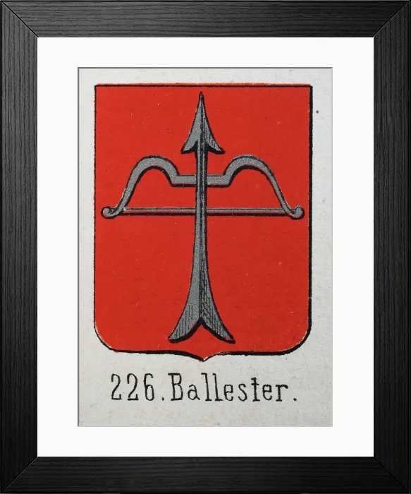 Framed Print : Medieval heraldry, Coat of arms, Shield with, Silver, Bow, Arrow, Red, Spanish, Vintage illustration Framed Print : Medieval heraldry, Coat of arms, Shield with, Silver, Bow, Arrow, Red, Spanish, Vintage illustration