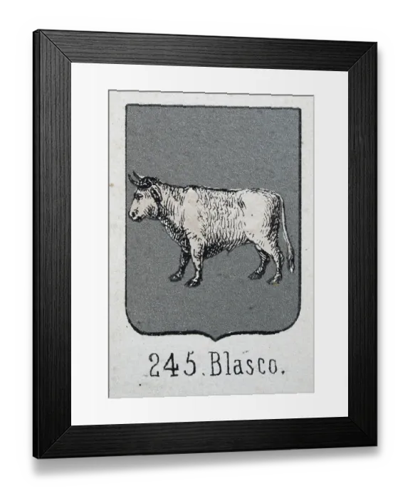 Framed Print : Medieval heraldry, Coat of arms, Shield with, White, Bull, Silver, Spanish, Vintage illustration Framed Print : Medieval heraldry, Coat of arms, Shield with, White, Bull, Silver, Spanish, Vintage illustration
